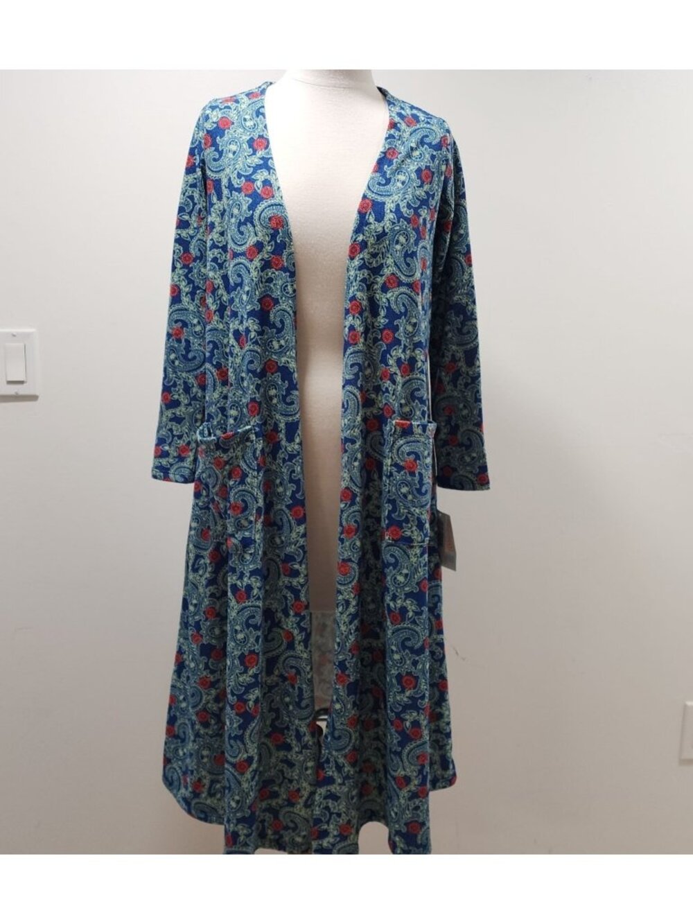 LuLaRoe Paisley Cardigan Long Multicolor Sarah Small NWT Blue XSmall
